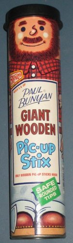 Vintage Paul Bunyan Giant Wooden Pic-up Stix - Steven Mfg #437 - Canister - 1978