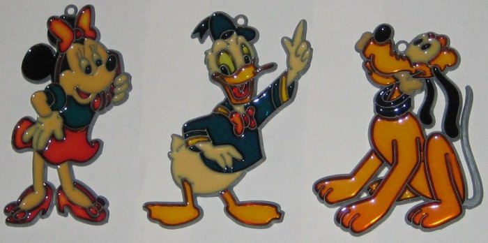 Disney Acrylic Suncatcher Lot - Sun Catcher - Minnie Mouse - Donald Duck - Pluto