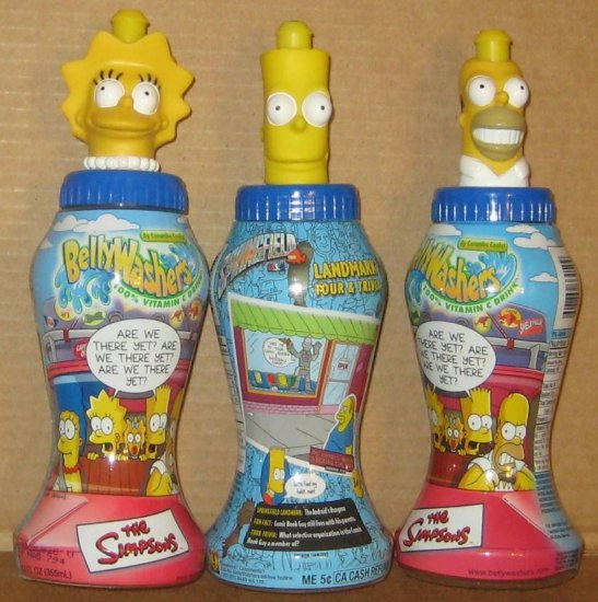 The Simpsons Bellywashers Set of 3 Belly Washers Homer Lisa Bart Simpson Plastic In Zone Brands