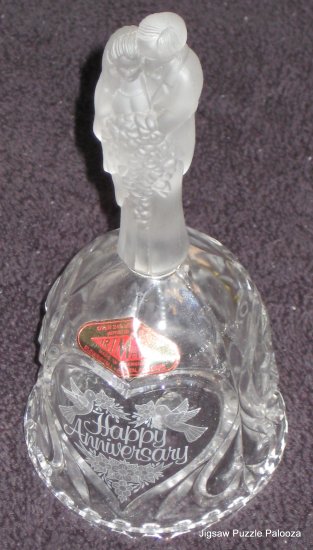 Artmark 7 Inch Happy Anniversary Bell - Over 24% Lead Crystal - West Germany
