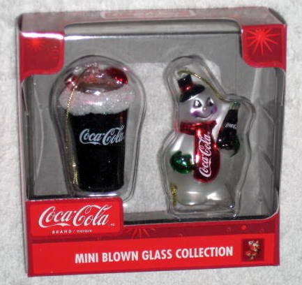Coca-Cola Mini Blown Glass Ornaments Lot of 6 Different Coke Christmas Holiday New NIB