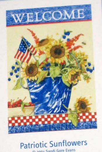 Patriotic Sunflowers Decorative Artist's Touch Garden Flag 25.5 x 38 Polyester NIP Sandi Gore Evans