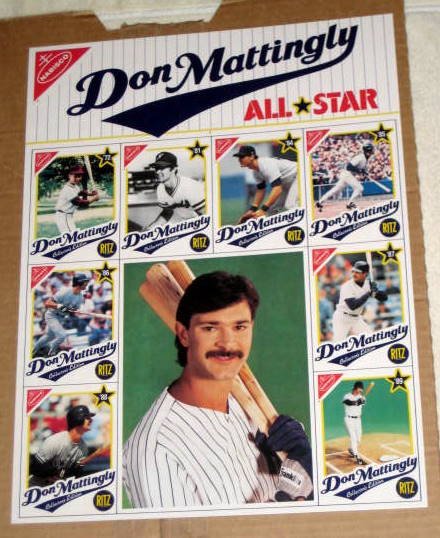 Don Mattingly Topps Collector's Edition Ritz Crackers All Star Baseball Cards Uncut Sheet 1989