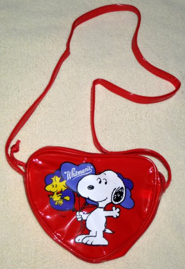 Snoopy Woodstock Vinyl Heart Shaped Shoulder Bag Purse Pocketbook Valentine Peanuts Gang Whitman's