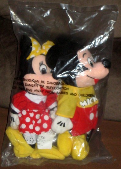 The Spirit of Mickey Minnie Mouse 9 Inch Plush Dolls Bean Bags Walt Disney Factory Sealed Bag NEW