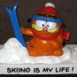 Garfield the Cat PVC Figurine Desktop Pen Holder Bully Figure West Germany Skiing is My Life