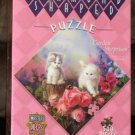 Garden Surprises 500 Piece Jigsaw Puzzle Diamond Shaped MasterPieces 30305 NEW Kittens Flowers