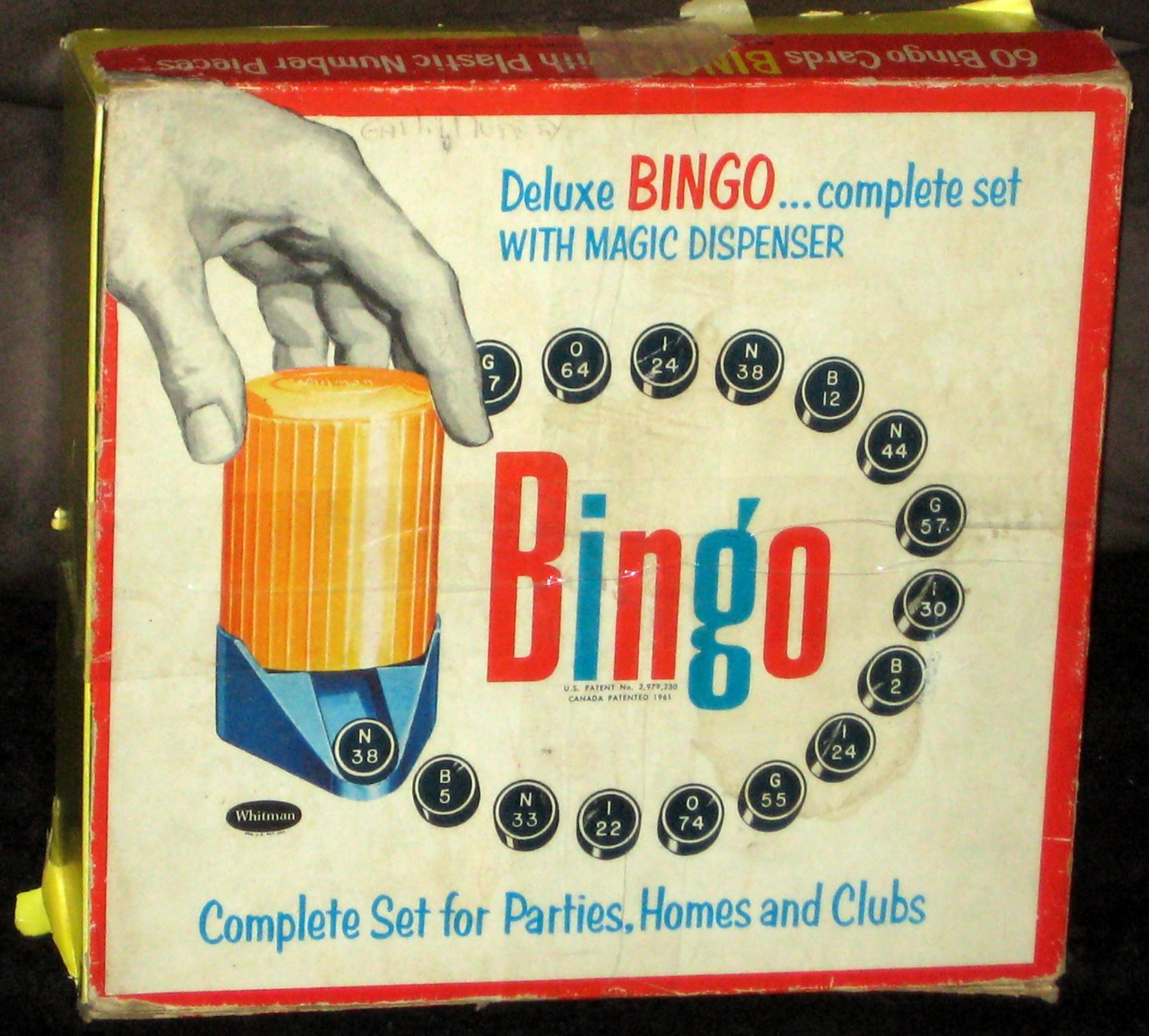 Vintage Whitman 4805 Deluxe Bingo Game with Magic Dispenser 1961