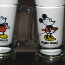 Mickey Minnie Mouse 5½ Inch Glass Mug Set Clear Walt Disney Handled