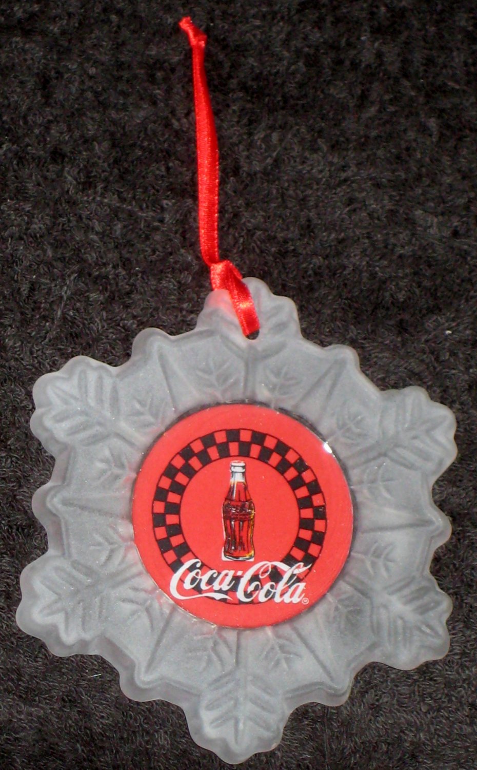 Coca Cola Glass Snowflake Christmas Tree Ornament Coke Contour Bottle 453250 Enesco 1998