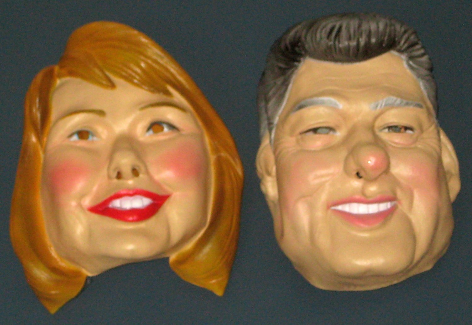 Bill and Hillary Clinton Vinyl Face Disguise Set by Cesar Halloween Masquerade President 1992