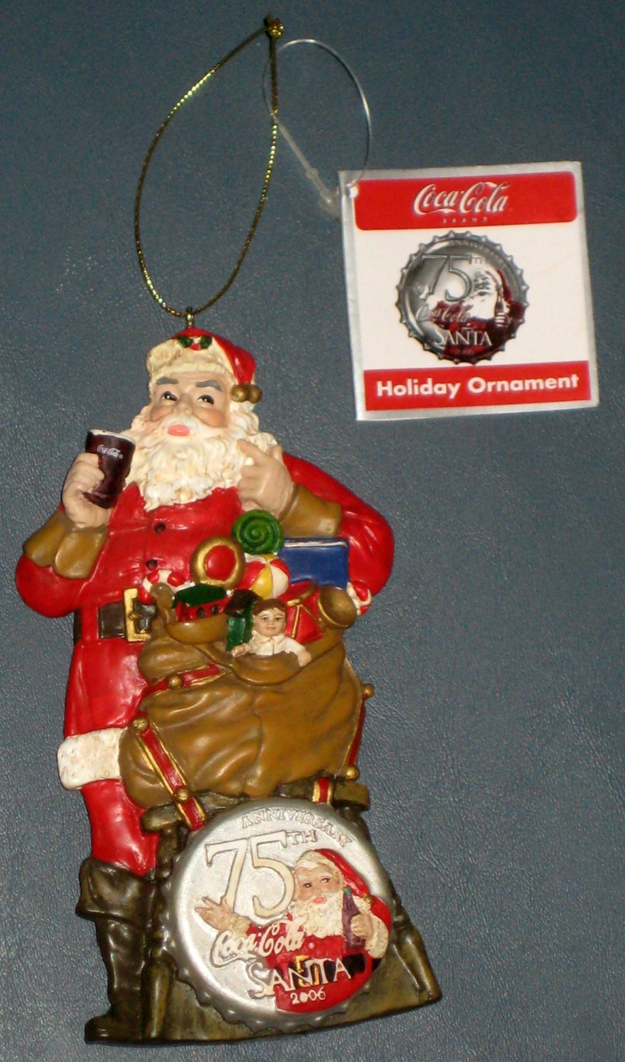 Coca Cola 75th Anniversary Christmas Tree Ornament Coke Kurt Adler Sundblom Santa Claus 2006