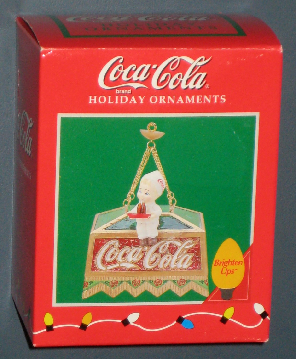 Coca-Cola Enesco Brighten Ups Christmas Ornament Soda Jerk Light Coke Holiday 209538 NIB 1996
