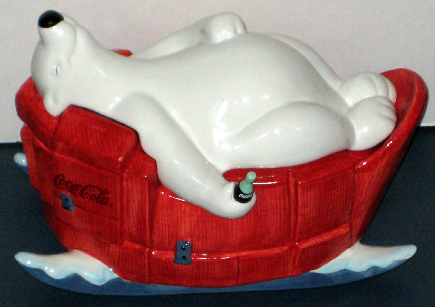 CocaCola Arctic Bears Ceramic Cookie Jar Polar Coke Hand Painted Earthenware Sakura