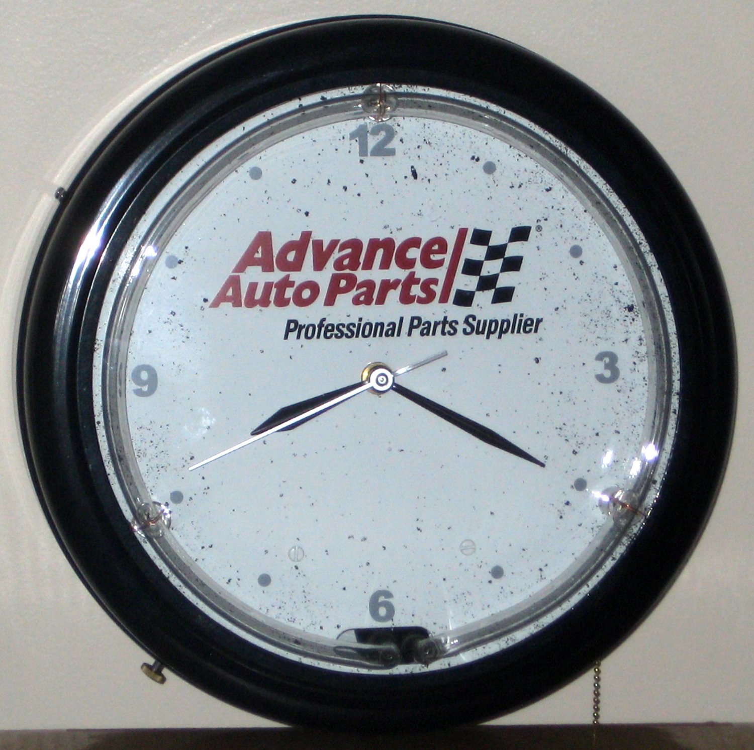 SOLD Advance Auto Parts Red Neon Light Wall Clock 14" AC Power Metal