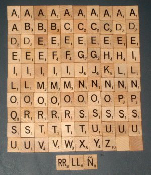 Sold 103 Natural Wood Spanish Scrabble Replacement Tiles Full Set Espanol Wooden Crafts Scrapbooking