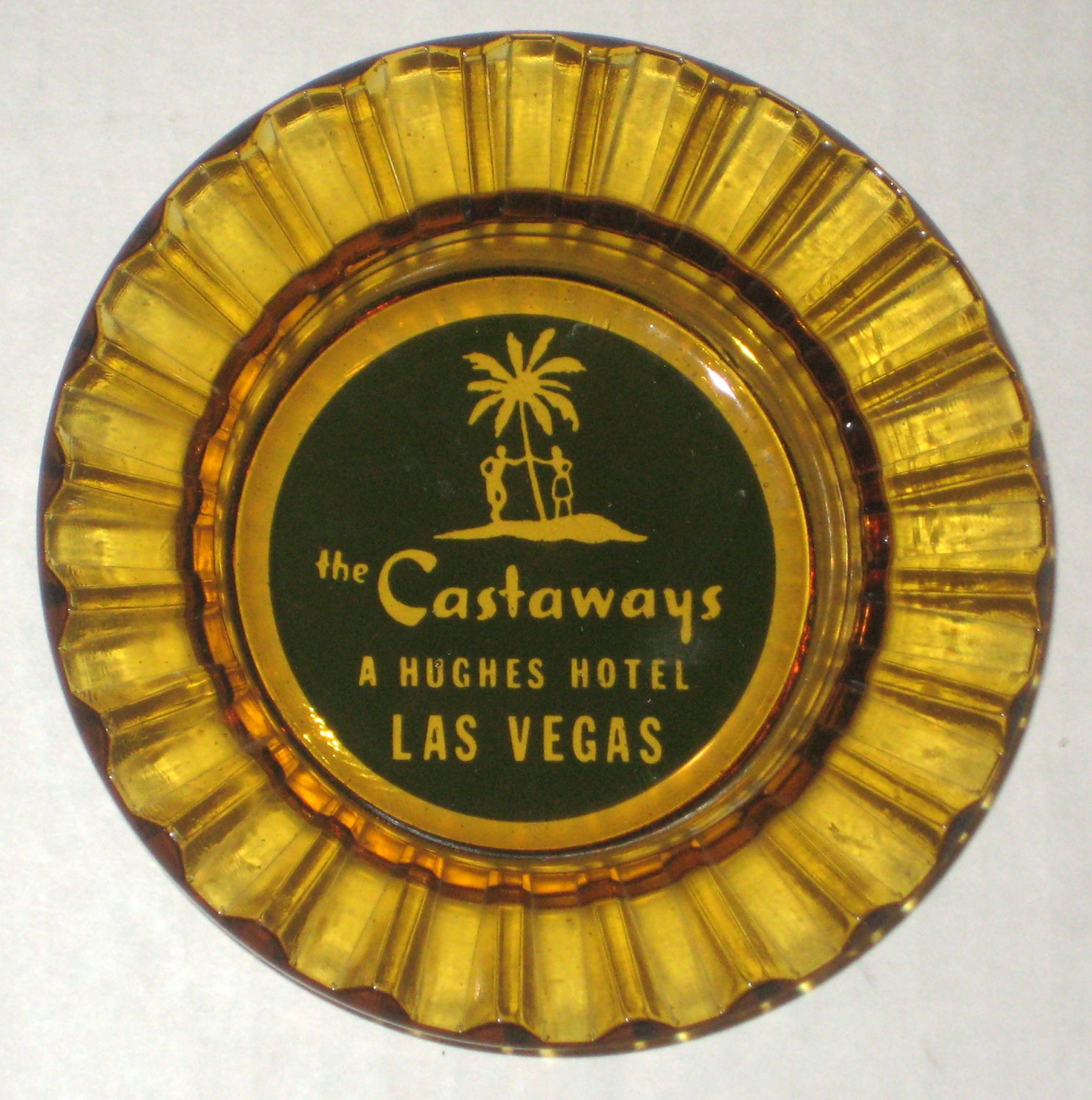 The Castaways Howard Hughes Hotel Glass Ashtray Ash Tray 4Â½" Scalloped Smoke Color Las Vegas