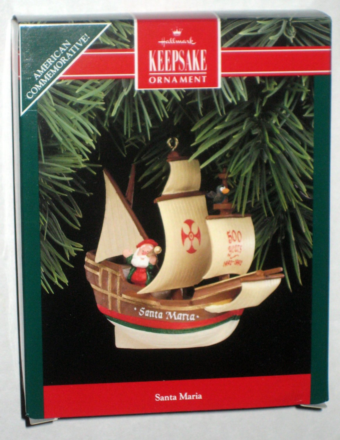 Santa Maria Hallmark Keepsake Christmas Ornament Boat Ship American Commemorative NIB 1992