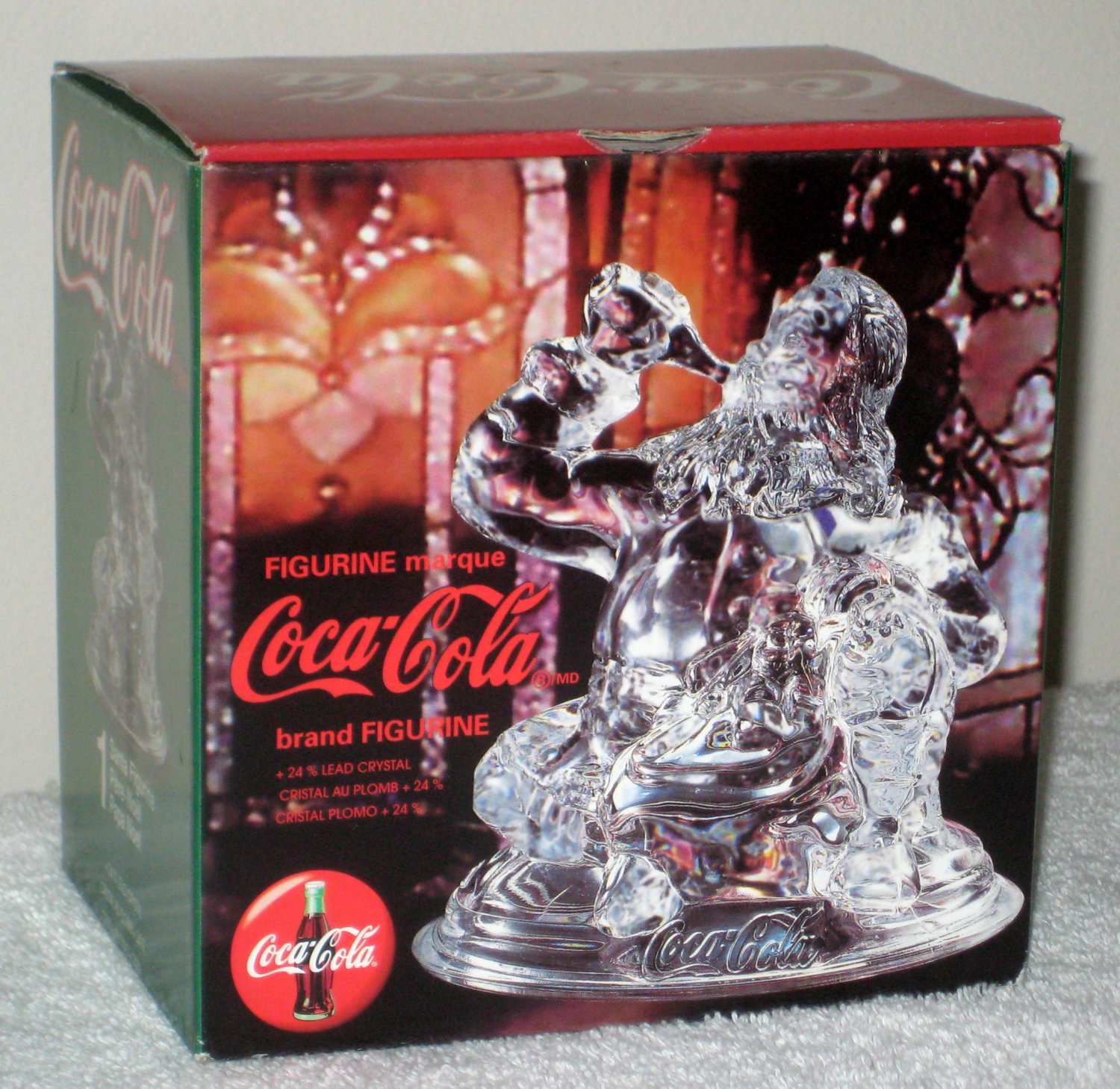 Coca-Cola Santa Claus 24% Lead Crystal Figurine Coke with Box 1999