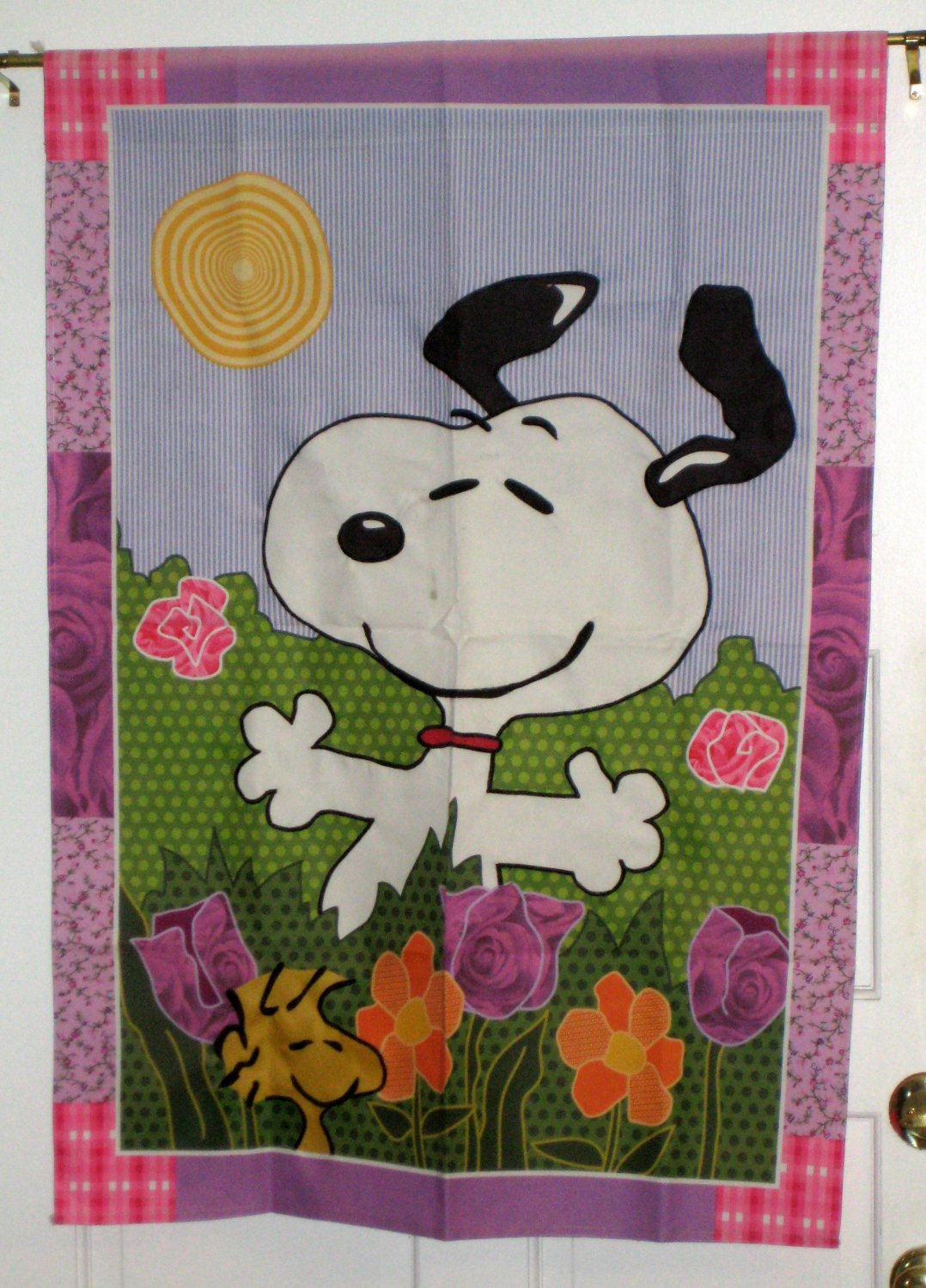 SOLD Snoopy Woodstock Fields of Fun Decorative Garden Flag 28 x 40