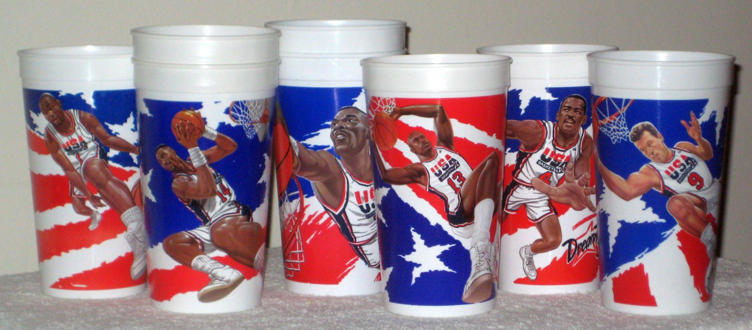 McDonald's USA Olympic Basketball Dream Team II + All-Star Showdown Plastic Cups Jordan Shaq O'Neal