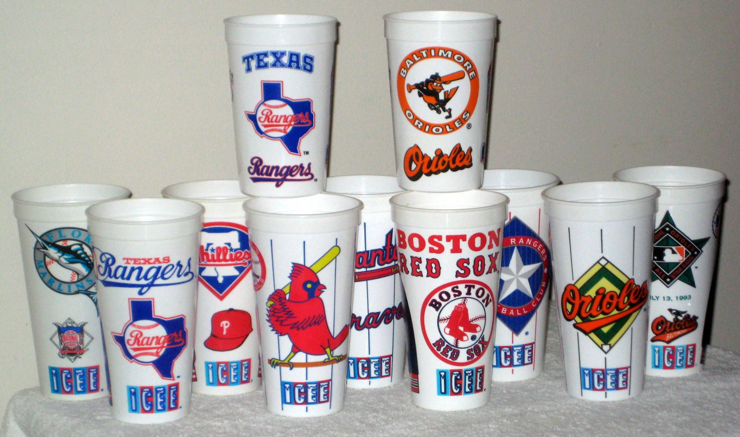 ICEE Plastic Drink Cup Lot MLB Major League Baseball 11 Different Team