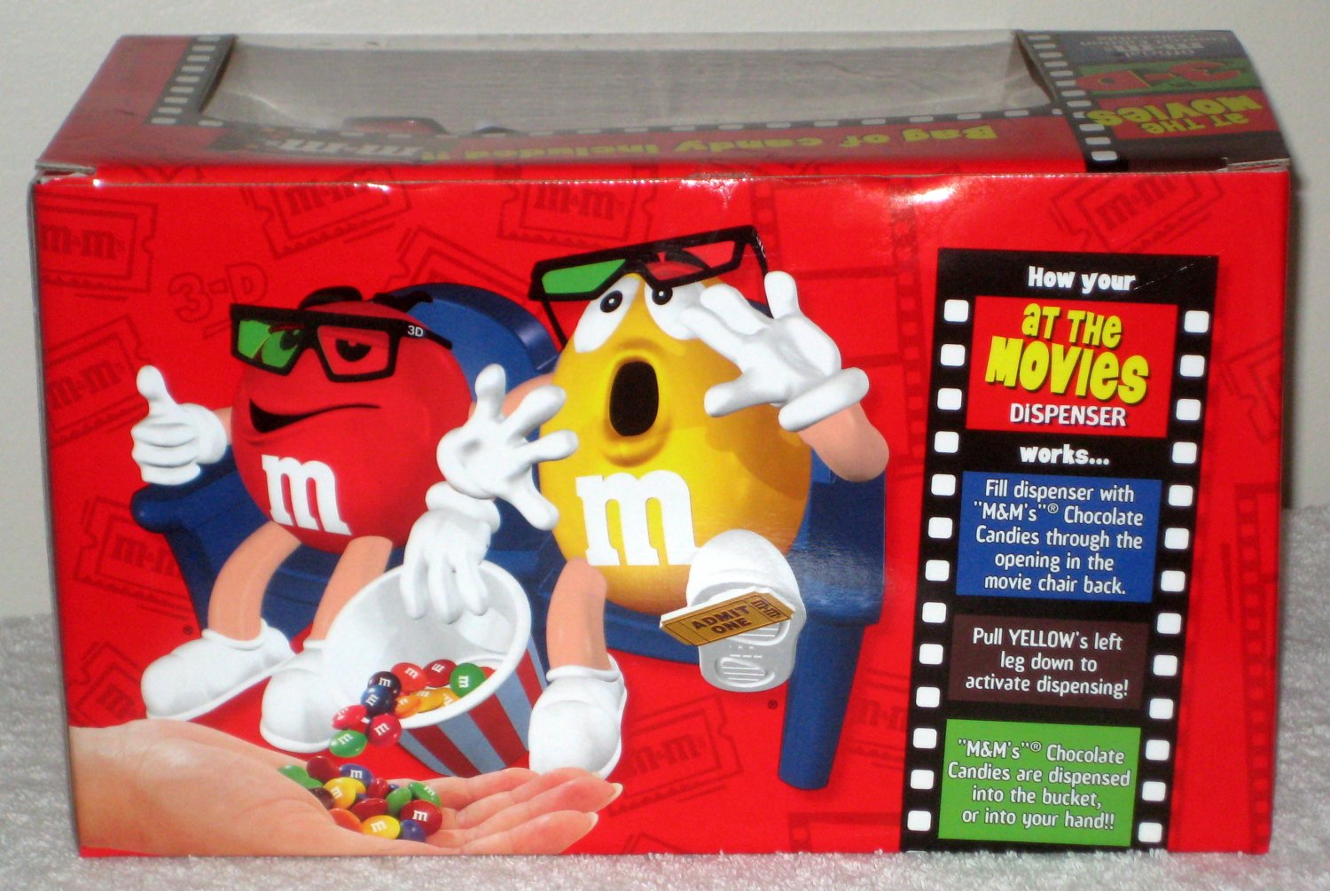 M&M's Candy Dispenser At the Movies Yellow Red Rare Black Seats Variant