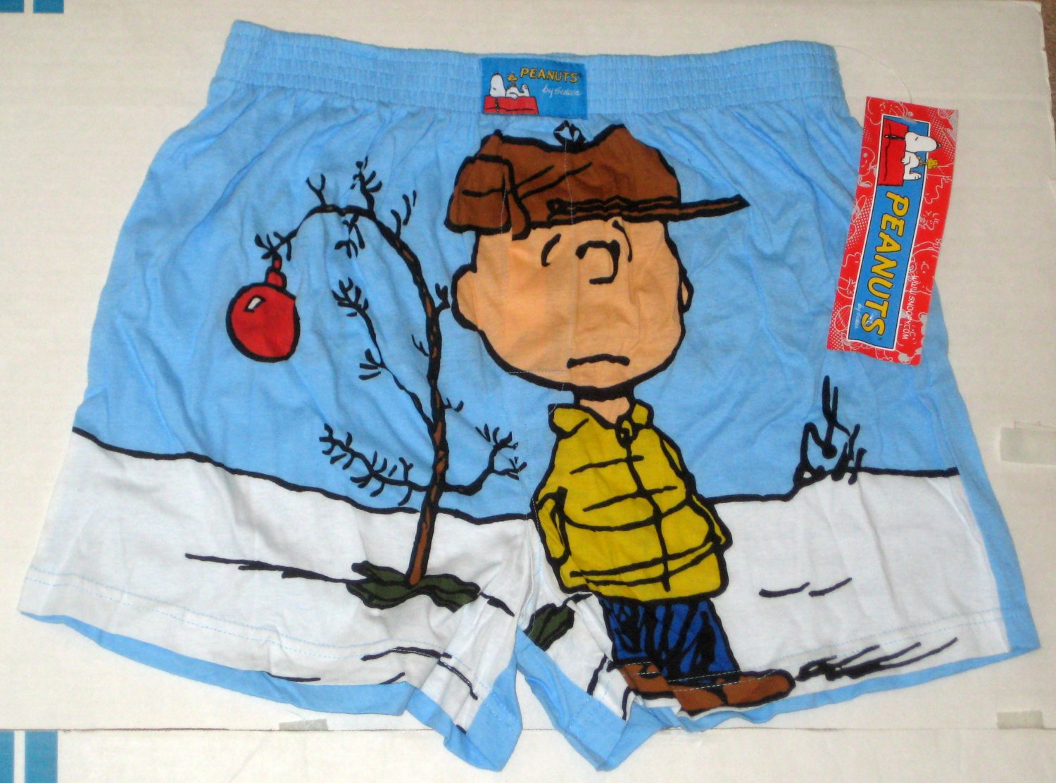Peanuts Gang Extra Large XL 40-42 Christmas Boxer Shorts Underwear Blue Tree Charlie Brown NWT