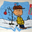 Peanuts Gang Extra Large XL 40-42 Christmas Boxer Shorts Underwear Blue Tree Charlie Brown NWT