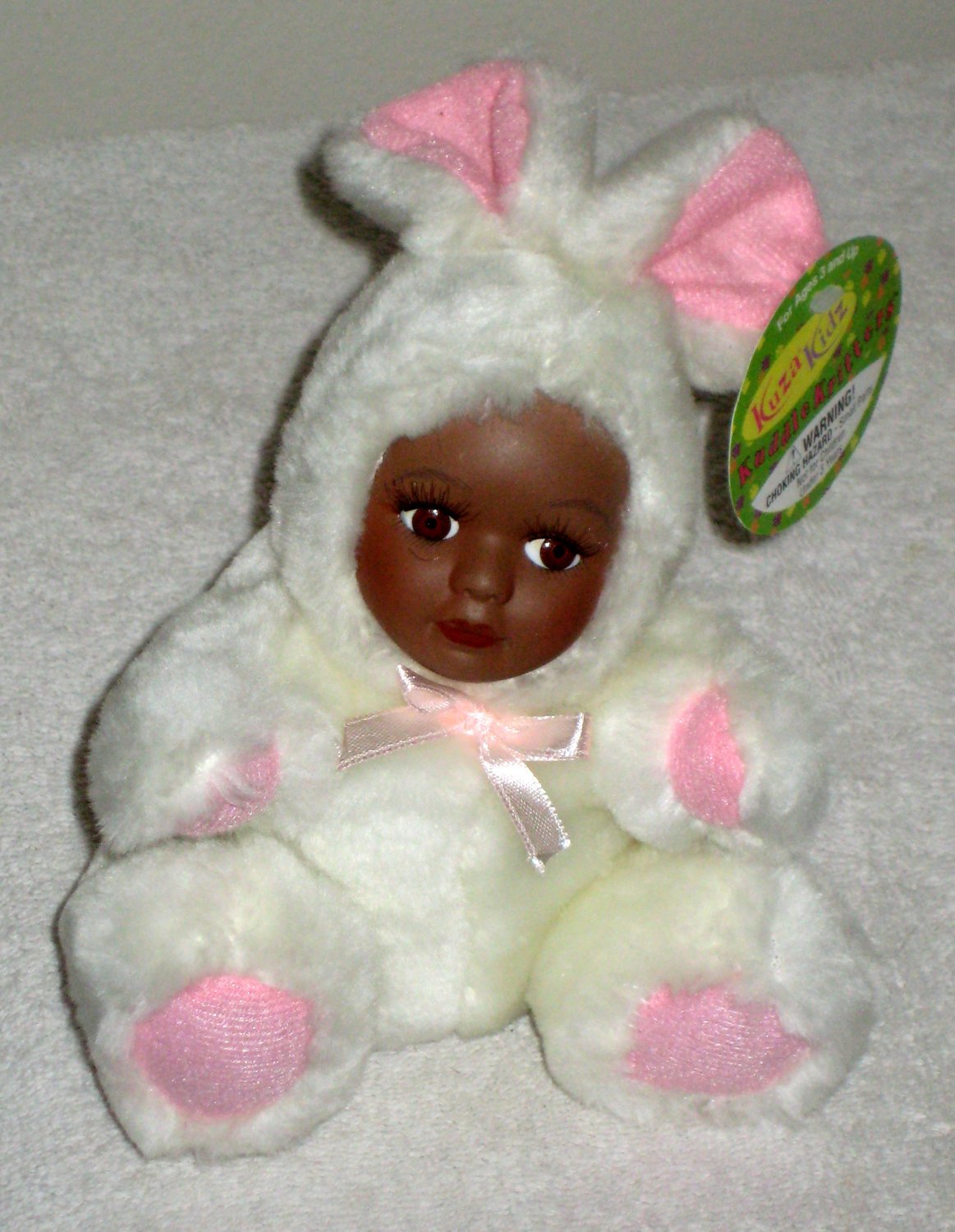 Kuza Kidz Kuddle Kritters Plush African American Baby Doll Bunny Rabbit