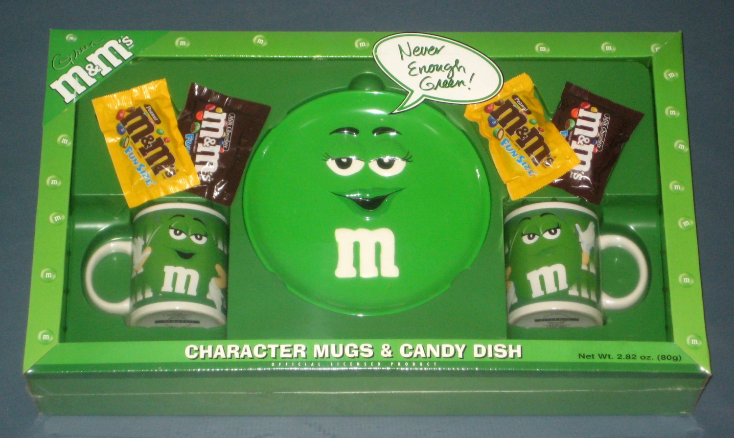 Plain Green M&M's Character Mugs & Candy Dish Plate Gift