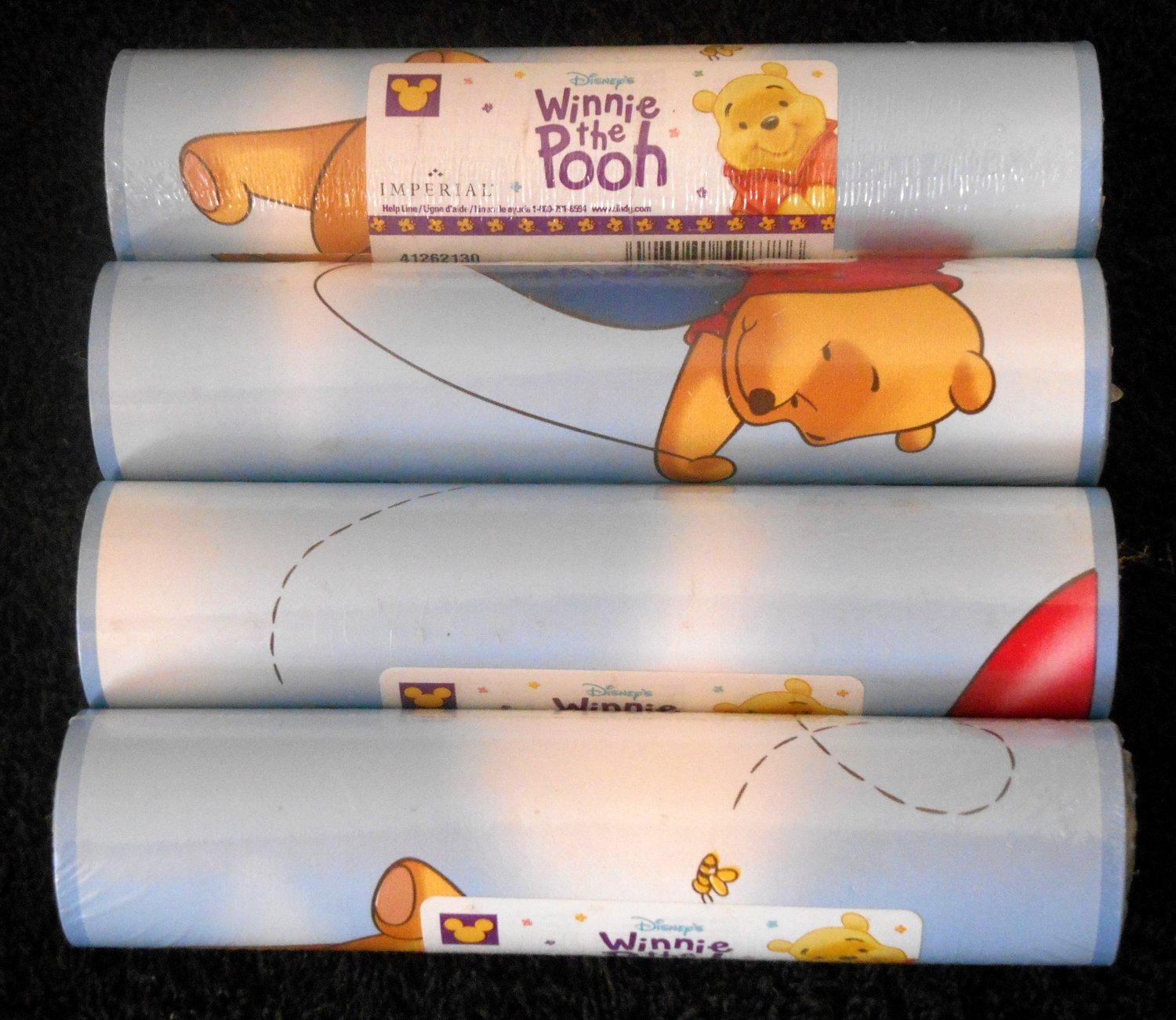 Winnie the Pooh Wall Border Edging Blue Balloons Bees 4 Rolls 20 Yards 60 Feet Imperial Prepasted