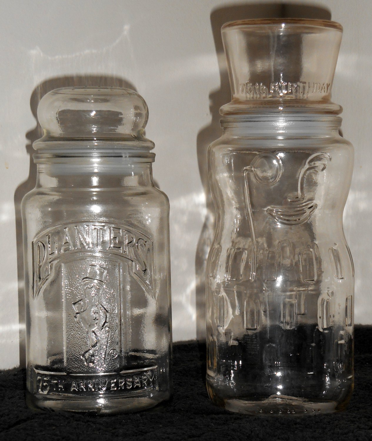 1981 1991 Planters Mr Peanut Glass Jar Lot Mister 75th Birthday