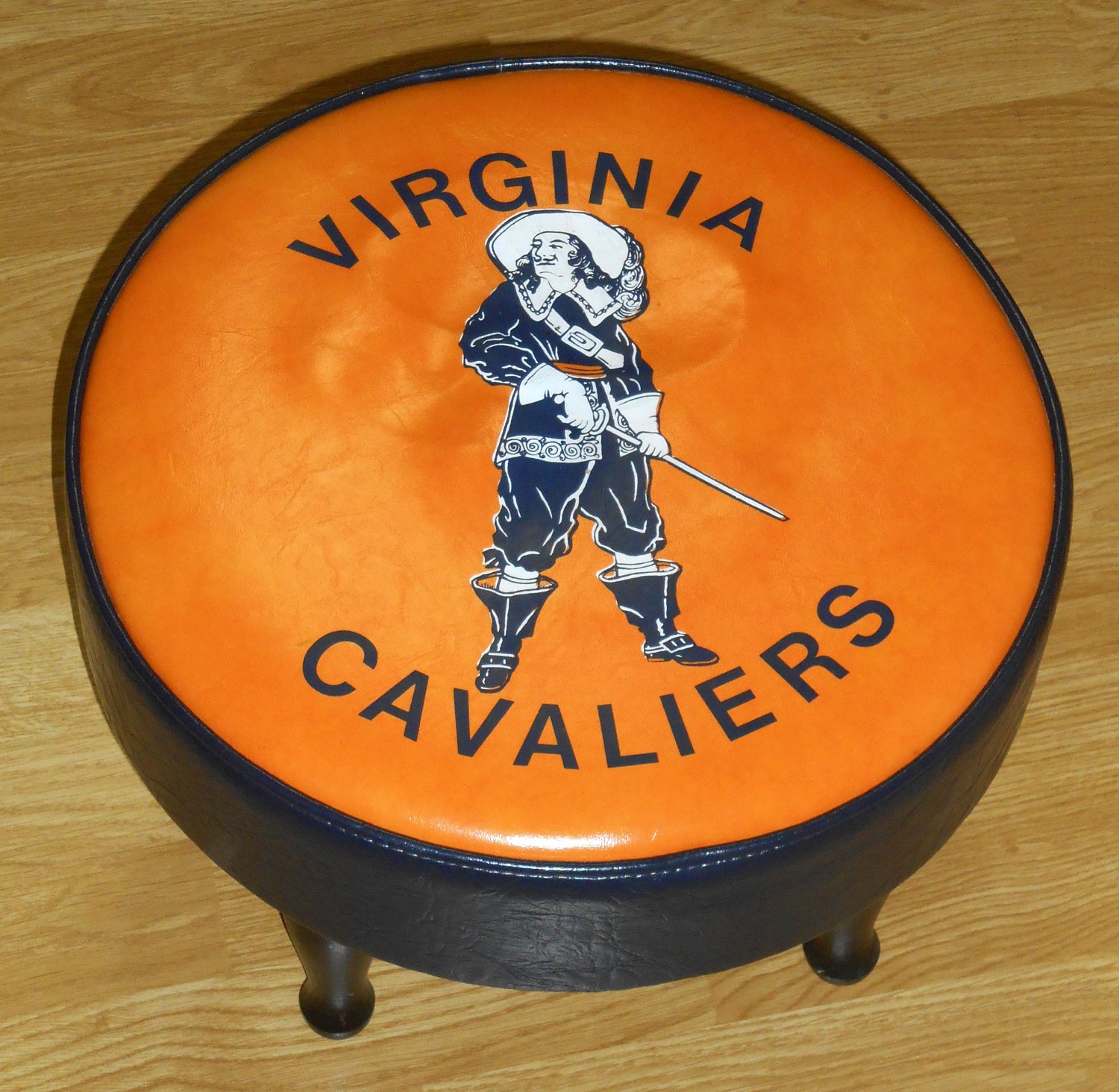 Virginia Cavaliers Padded Footstool Foot Stool College NCAA Wahoos Hoos Orange Blue Man Cave Decor