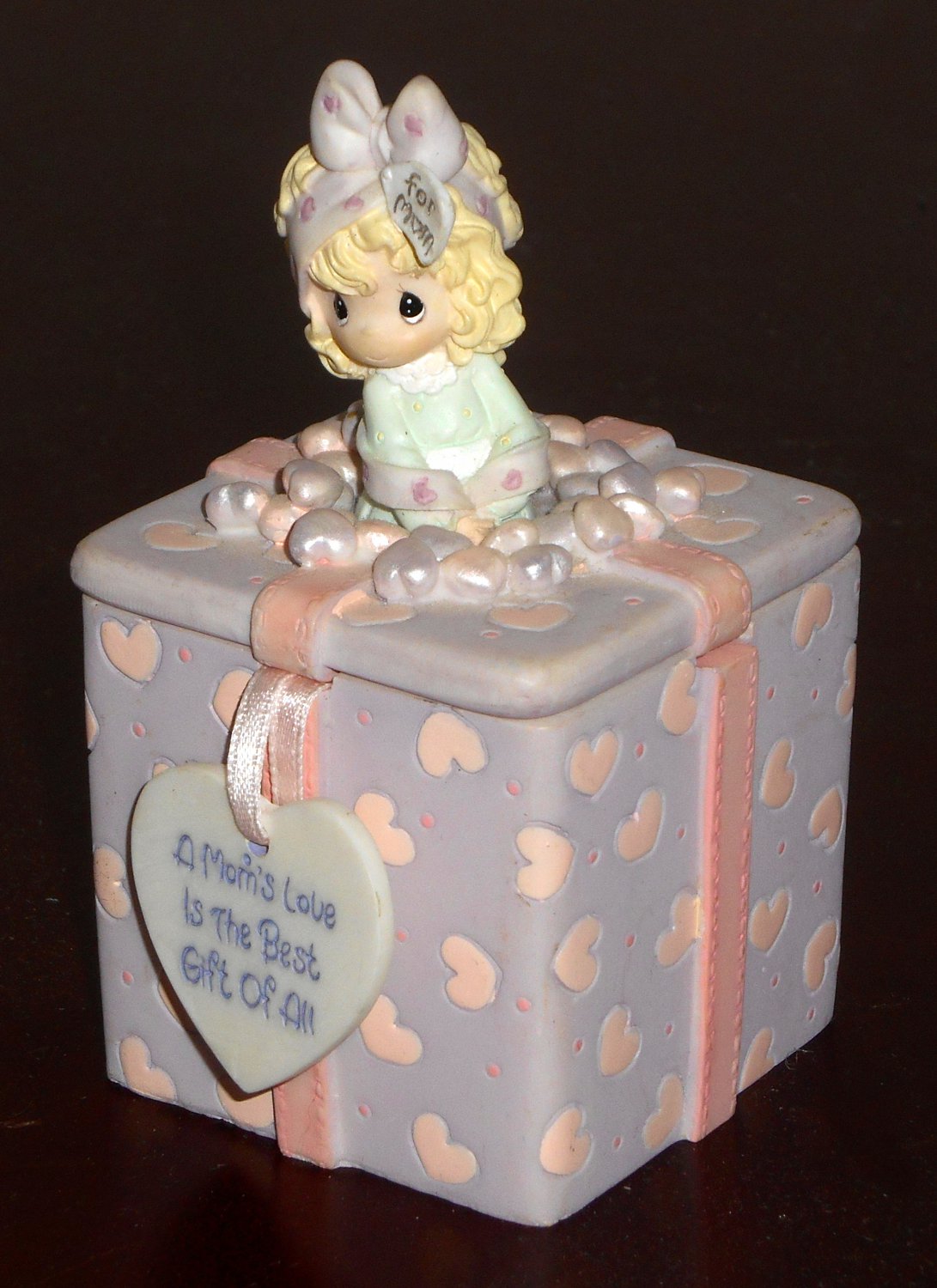 Precious Moments Mom's Love is the Best Gift of All Resin Trinket Box Enesco 2003