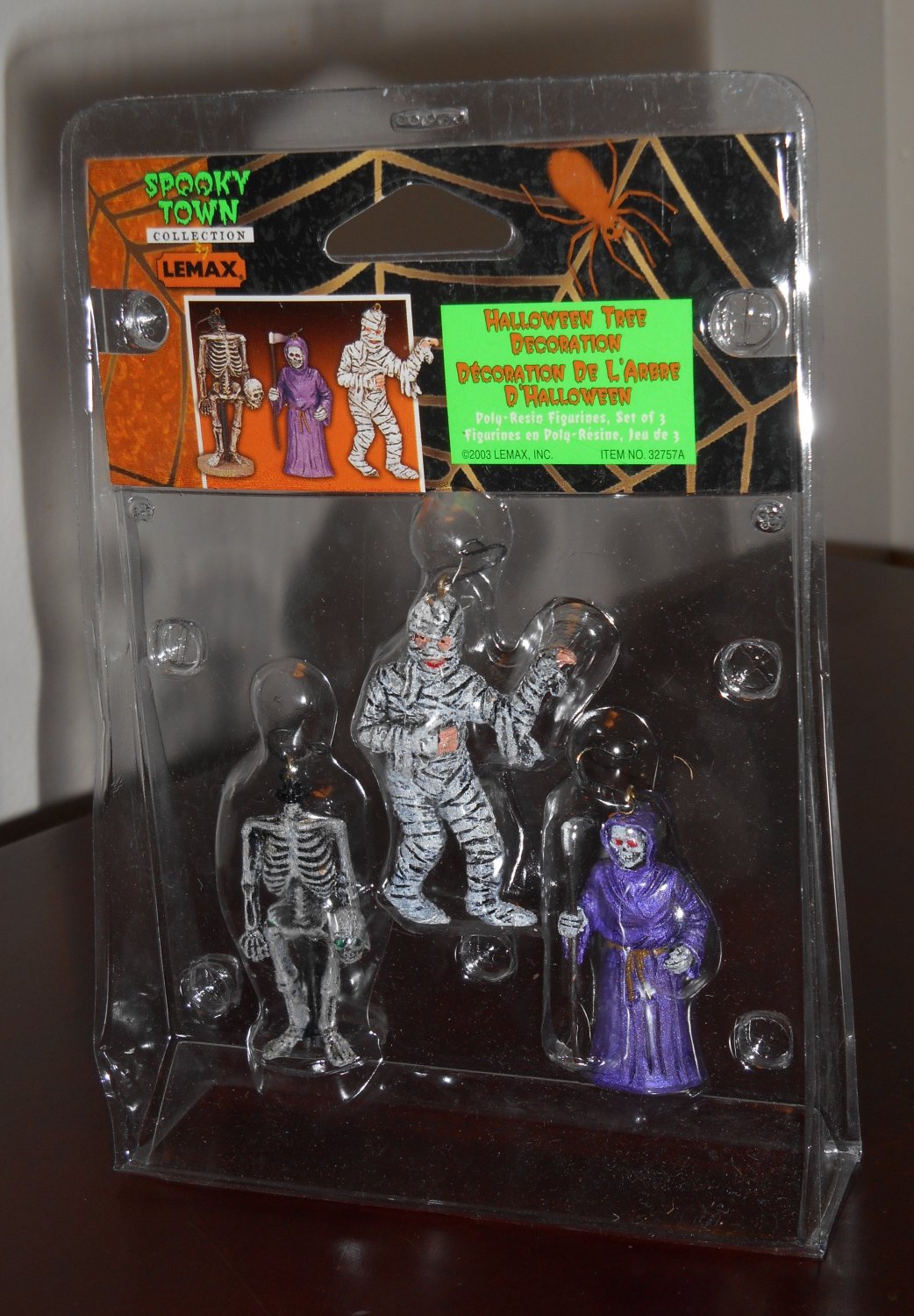 Halloween Tree Decoration Set of 3 Lemax 32757 Mummy Grim Reaper Skeleton Spooky Town Collection