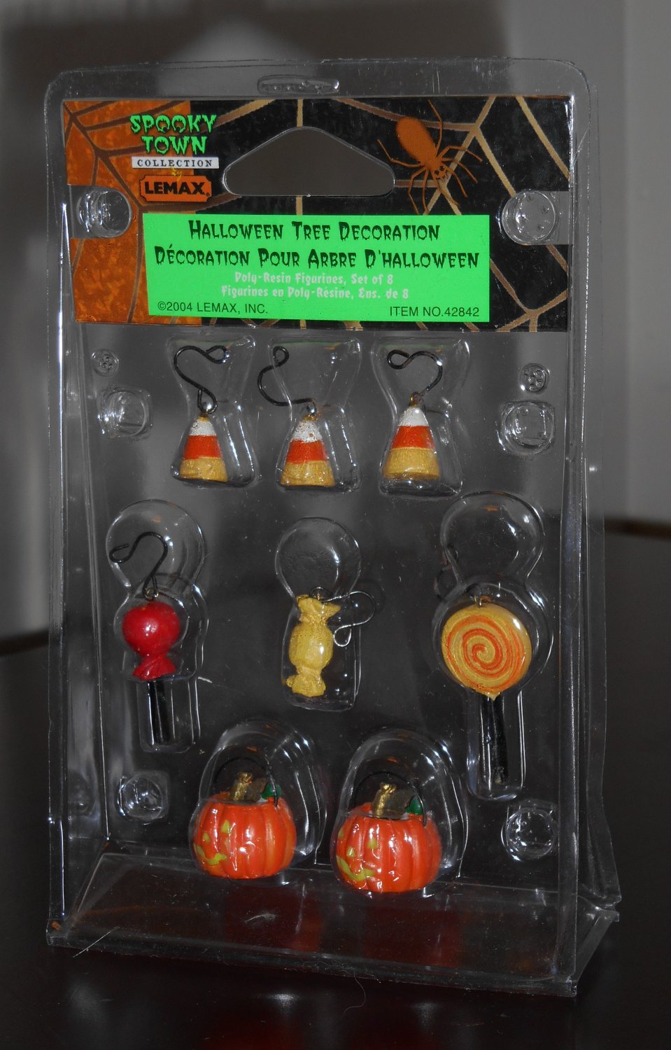 Halloween Tree Decoration Set of 8 Lemax 42842 Candy Corn Lollipop Spooky Town Collection 2004