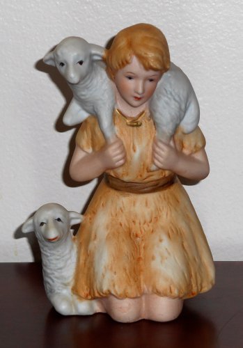 Shepherd Boy Lambs Porcelain Figurine Homco 5603 Nativity