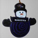 Baltimore Ravens Wooden Snowman with Sign Holiday Christmas Ornament Lot of 2 Football NFL
