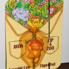 Avon Zip-A-Zoo Loveable Lovable Lion Zipper Pull NIP 1983
