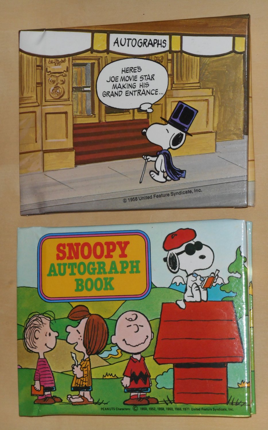 Snoopy Autograph Book Lot of 2 Peanuts Gang Butterfly Originals Joe Movie Star Made in USA