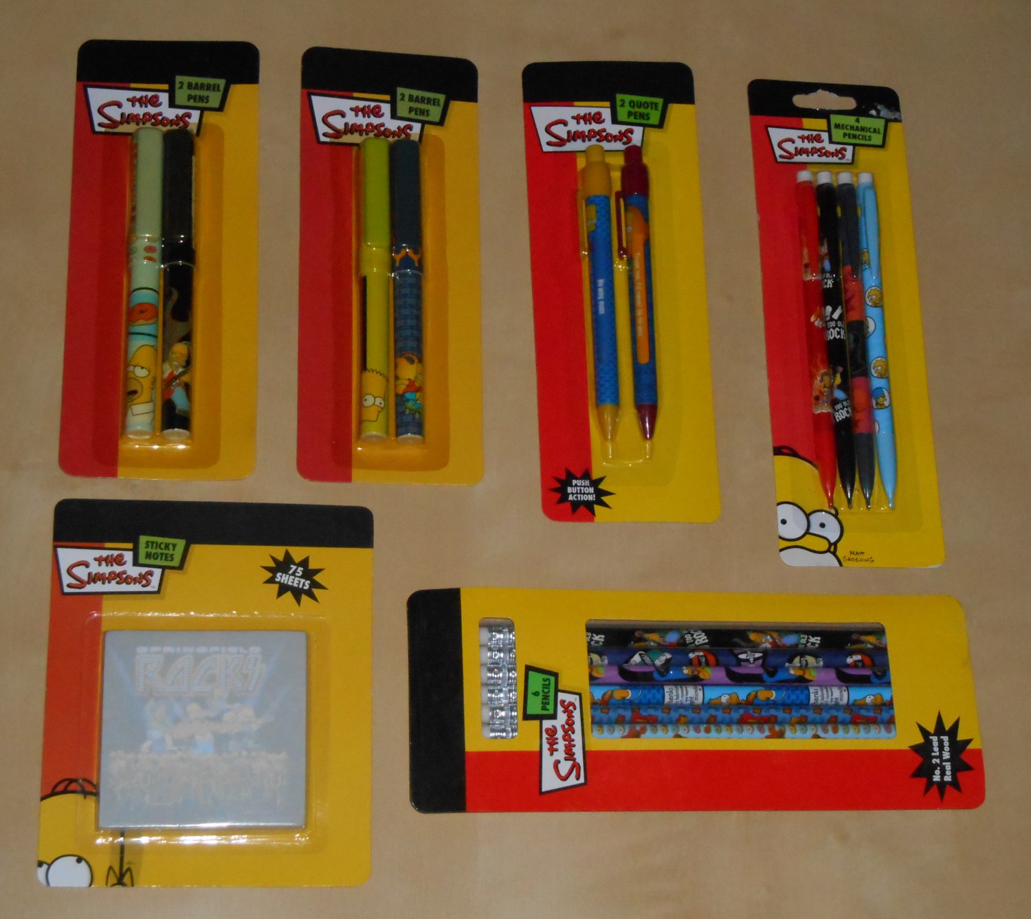 Simpsons Stationery Lot Pen Pencil Notebook Memo Pad Homer Cube Bart Lisa Maggie Springfield Rocks