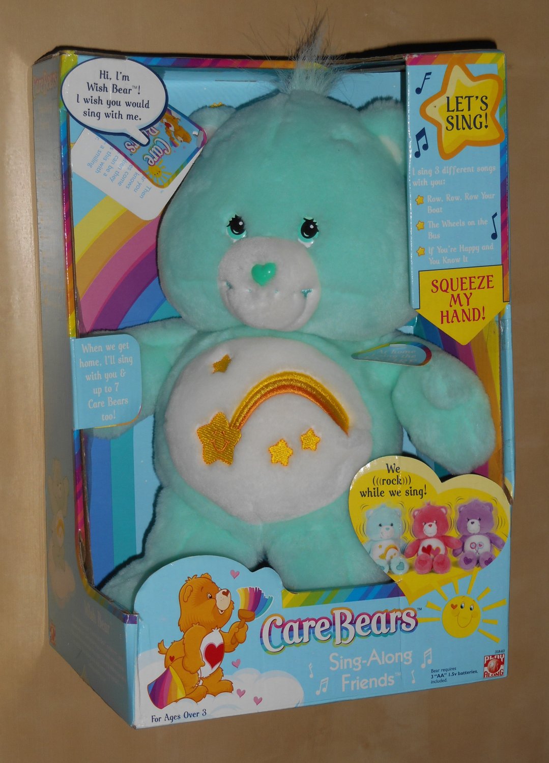 Care Bears Plush Sing-Along Friends Wish Bear 13 Inch Rocks NIB 2003