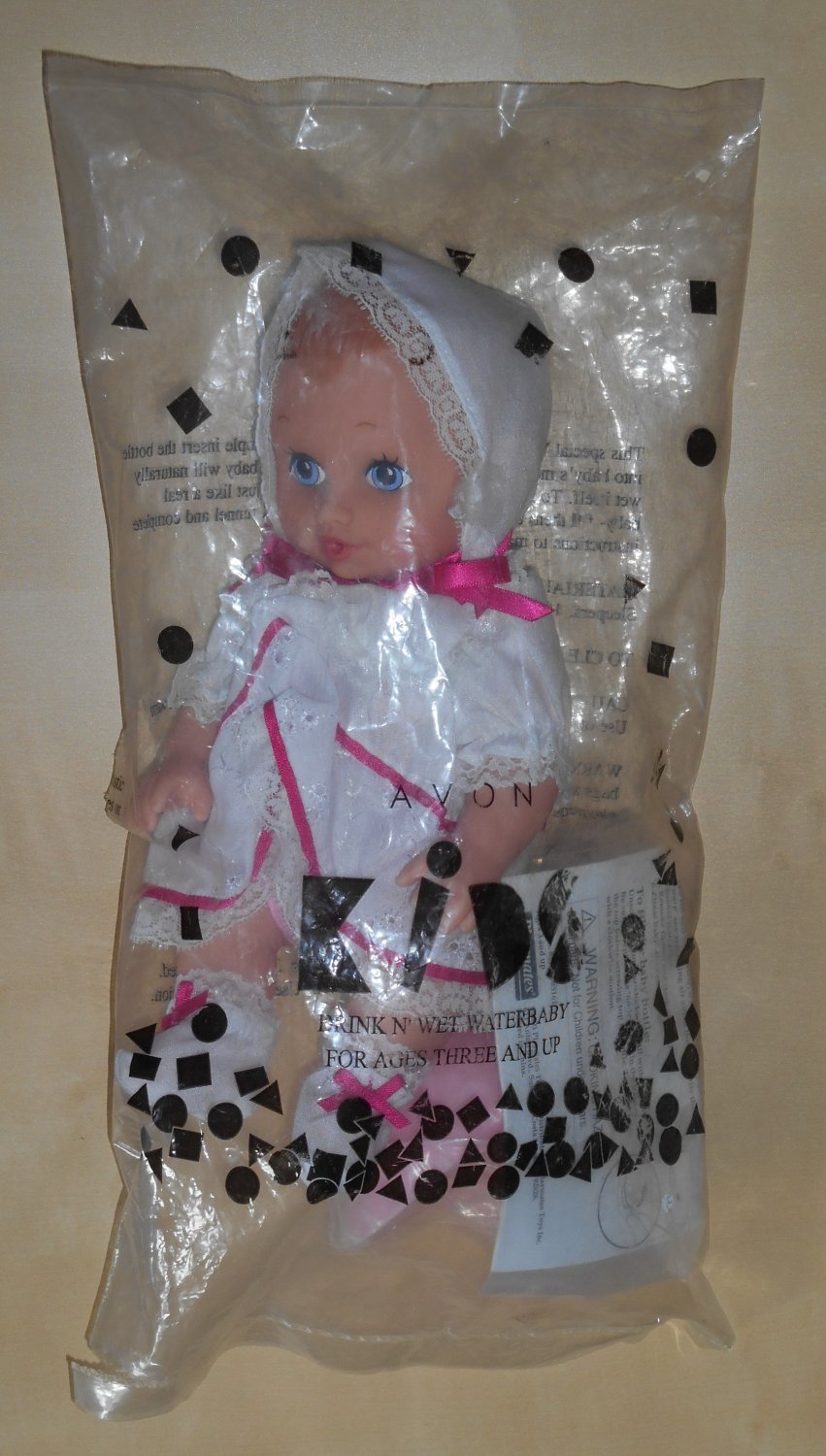 Avon Kids Drink N Wet Waterbaby 9 Inch Doll Caucasian Water Baby Rubber Playmates Lauer Toys 2003