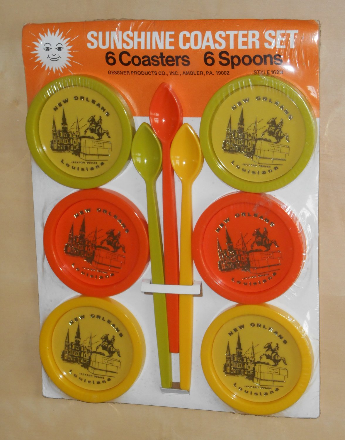 Vintage Gessner Sunshine Coaster Set New Orleans Louisiana Jackson Square 162H Unopened