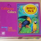 Feathers & Fins California Colors 500 Piece Jigsaw Puzzle Toucan Parrot Fish Don Baker MB COMPLETE