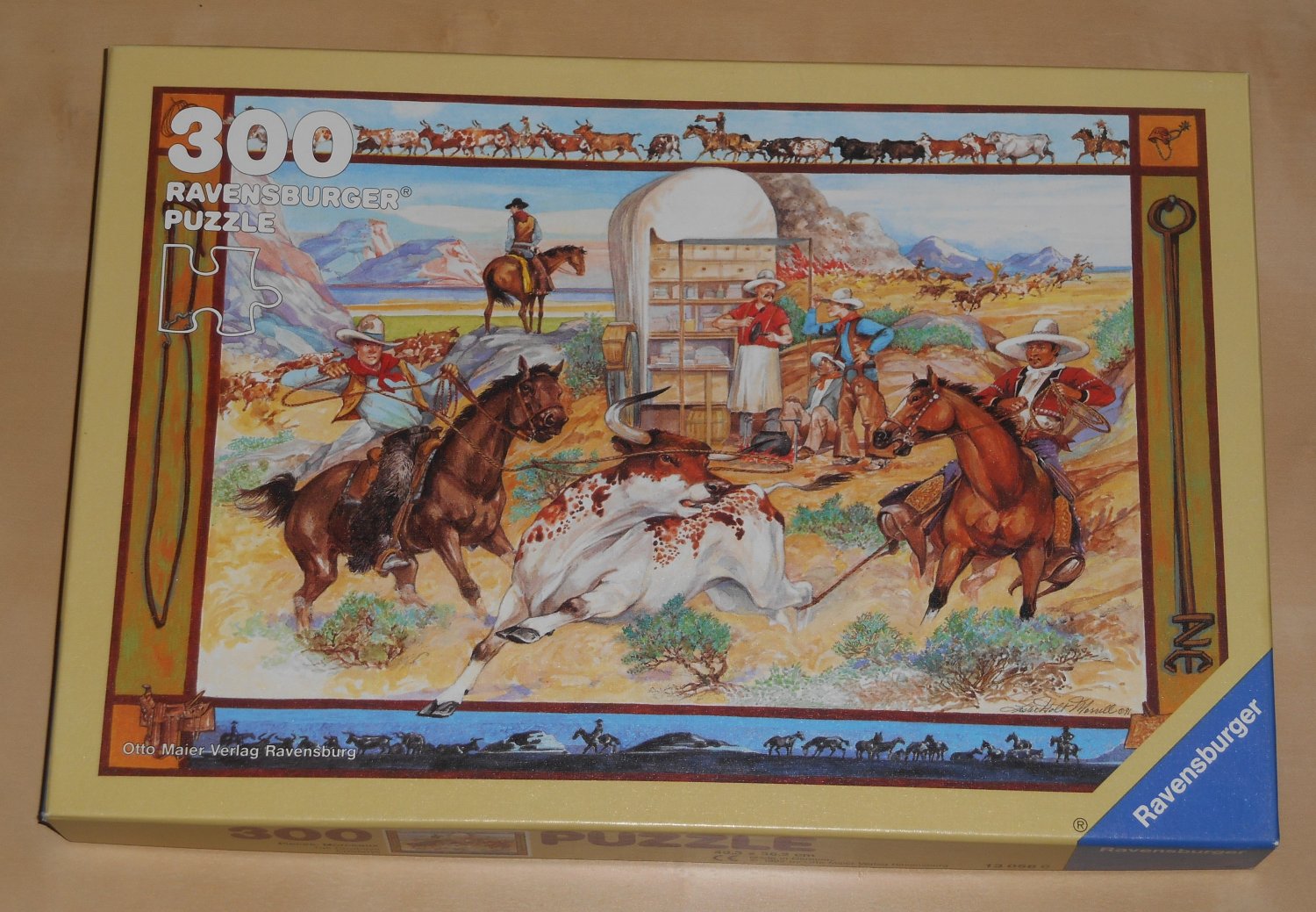 The Cowboys 300 Piece Jigsaw Puzzle Ravensburger 130566 Leslie Holt Morrill 1992 COMPLETE