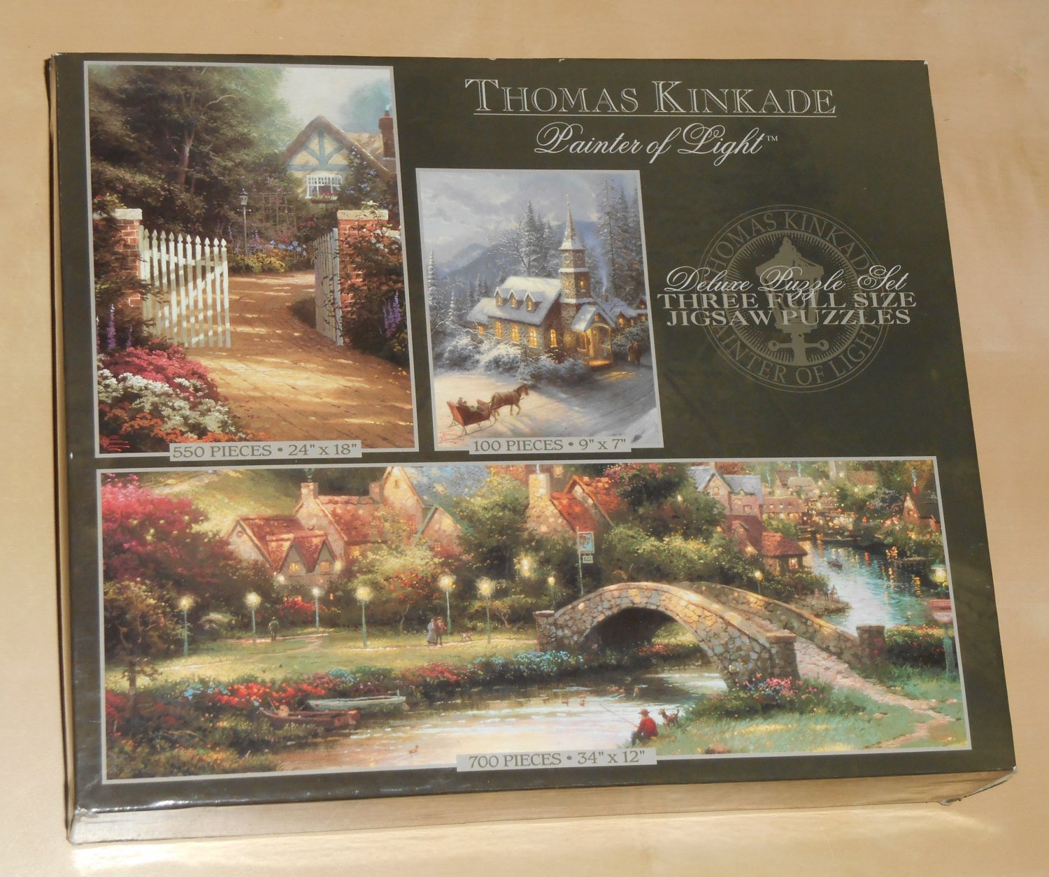 Thomas Kinkade 36324 Deluxe Jigsaw Puzzles 3 in 1 Set 700 550 100
