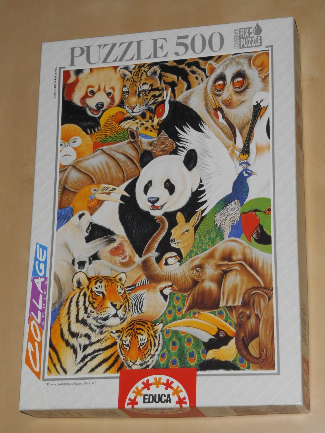 Asian Fauna Collage Series 500 Piece Jigsaw Puzzle Educa 7.517 Animals Gasoir Complete 1996