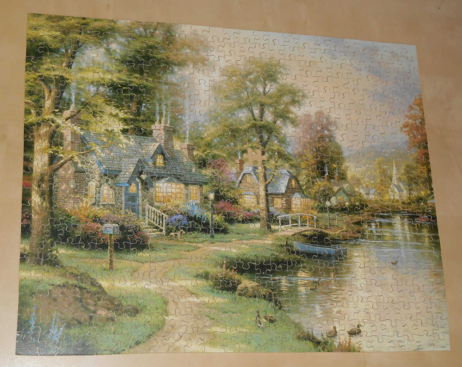 Hometown Lake Limited Edition 500 Piece Wood Jigsaw Puzzle Thomas Kinkade Ceaco 1071-1